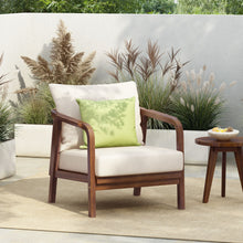 Load image into Gallery viewer, Outdoor Lounge Chair With Woven Backrest, Solid Wood Frame, Comfortable Cushions

