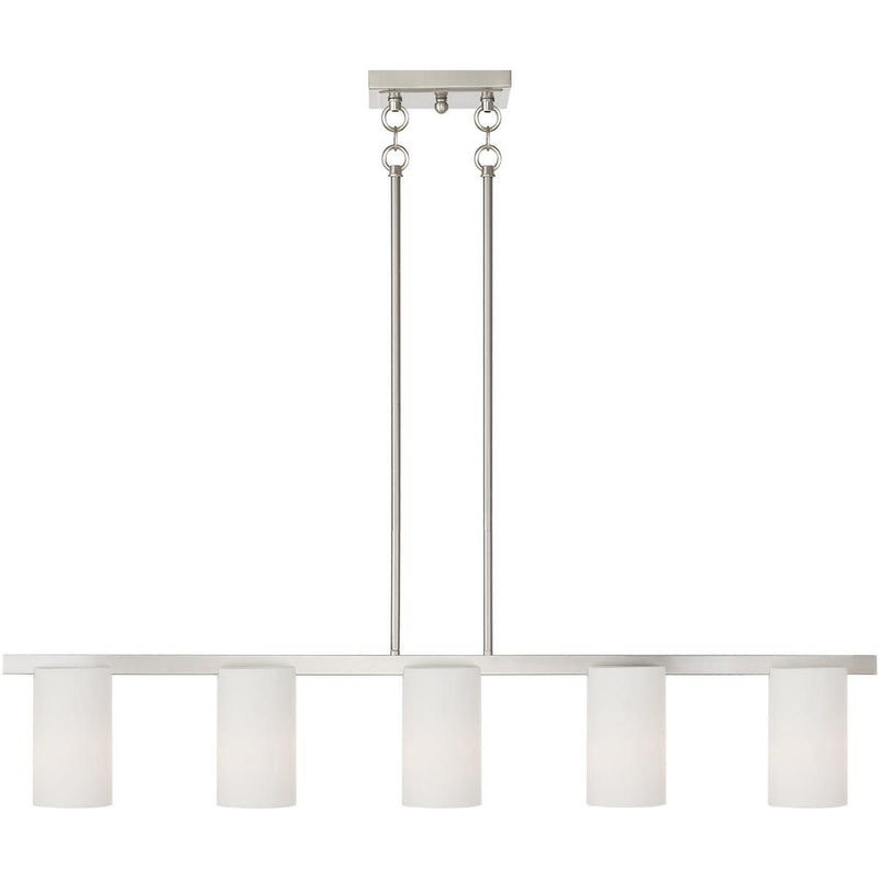 Dimmable Five Light Chandelier With Shades - Nickel