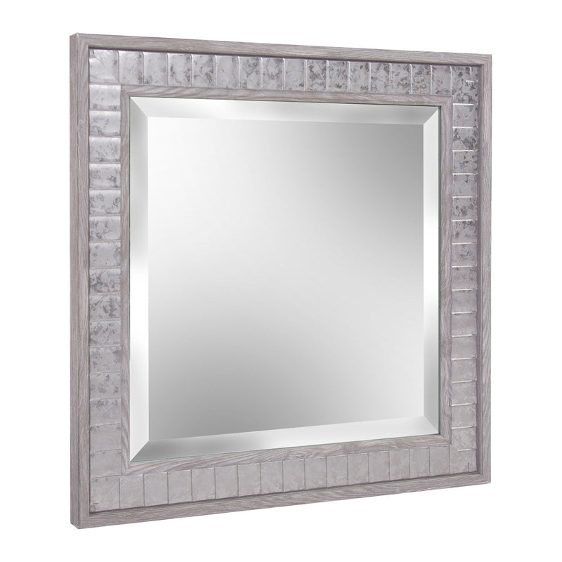 Warm Faux Square Mirror - Gray