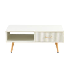 Load image into Gallery viewer, Modern Rectangle Coffee Table With Legs, Sliding Drawer For Storage - White
