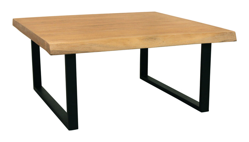 39" Solid Wood And Iron Square Distressed Coffee Table - Natural And Black