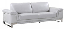 Load image into Gallery viewer, Italian Leather Sofa With Silver Legs - Light Gray
