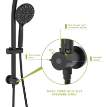 Load image into Gallery viewer, Multi Function Dual Shower Head Shower System With 4.7" Rain Showerhead, 7 Function Hand Shower, Adjustable Slide Bar
