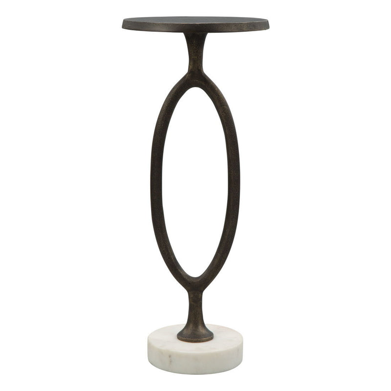 25" Aluminum Round Pedestal End Table - Bronze And White
