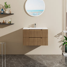 Load image into Gallery viewer, 30&quot; Wall Mounted Bathroom Vanity With Sink, Soft Close System, And Spacious Drawers - Walnut
