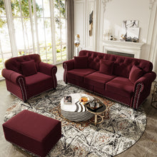 Load image into Gallery viewer, Upholstered Sofa Set With Nailhead Trim And Rolled Armrests, Includes Pillows

