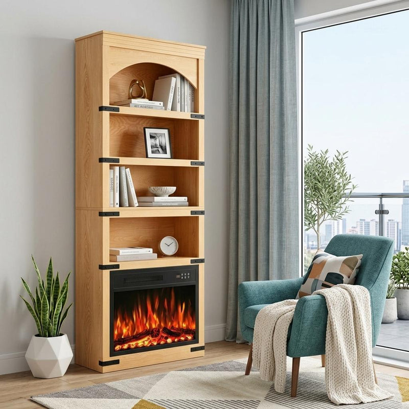 Four Tier USB Bookcase - Natural