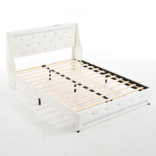 Load image into Gallery viewer, Wingback Upholstered Bed Frame With LED Lights, Charging Station
