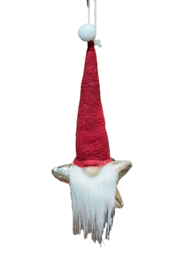 Fabric Christmas Santa Standing Gnome - Red / White / Gold