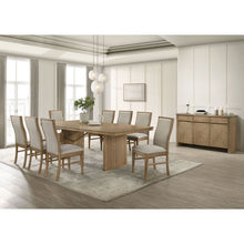 Load image into Gallery viewer, 10 Piece Extension Dining Set With Upholstered Chairs And Matching Sideboard - Light Brown
