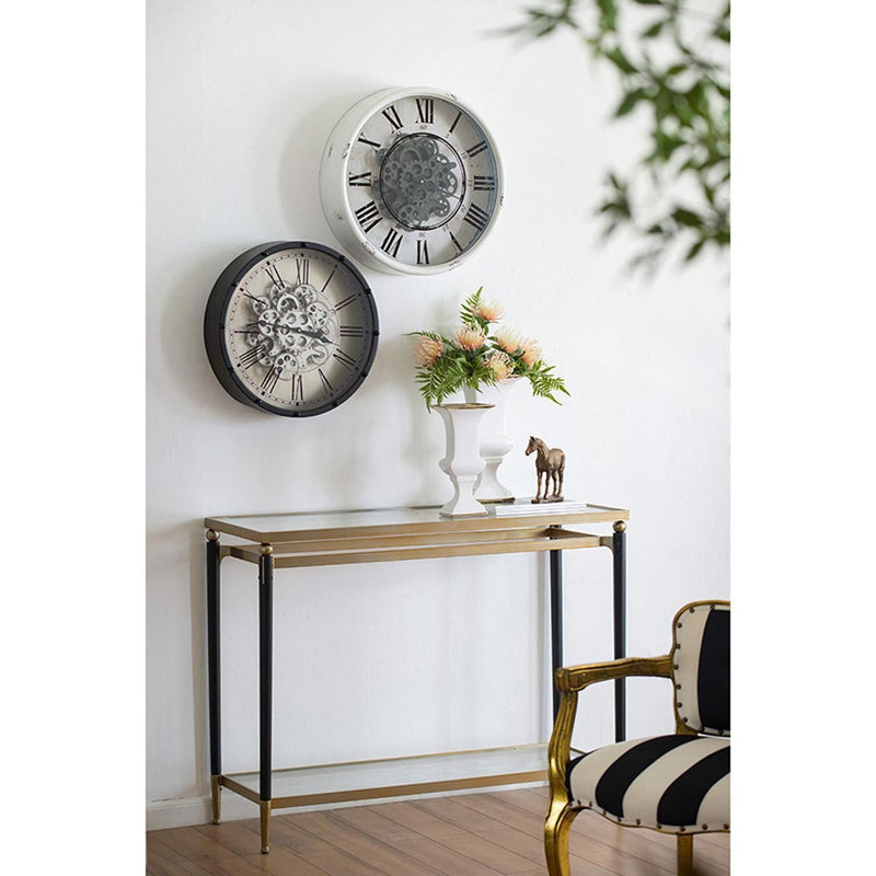 Vintage Gear Industrial Wall Clock - Black / Ivory