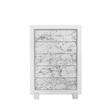 Load image into Gallery viewer, Modern Chest With 5 Faux Marble Detailed Front Drawer. - White
