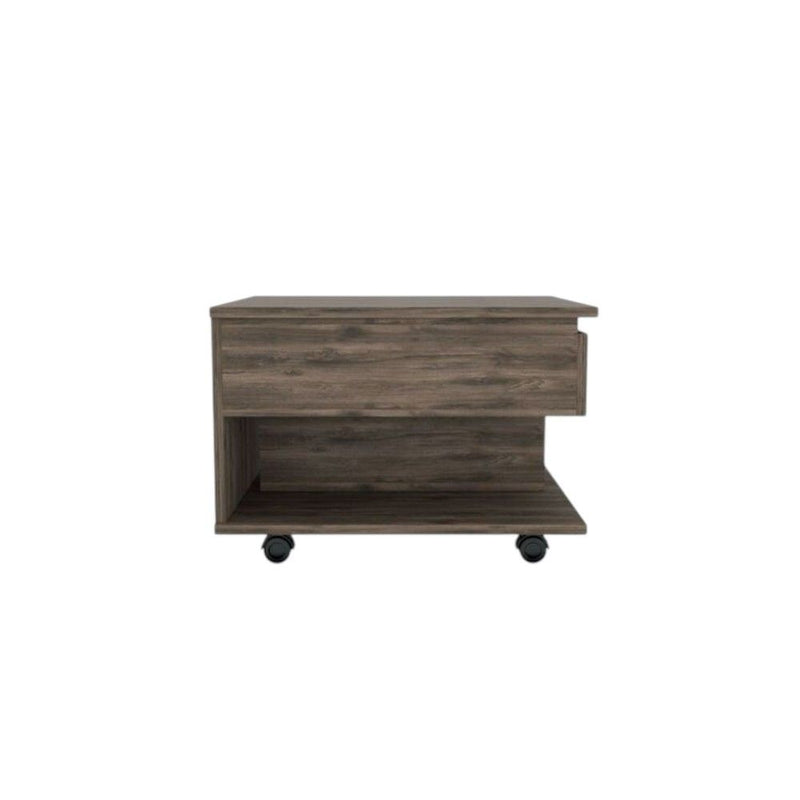 Rectangular Lift Top Coffee Table With Drawer shelf - Brown