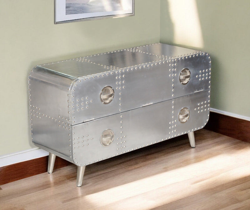 44" Aluminum Enclosed Storage TV Stand - Silver