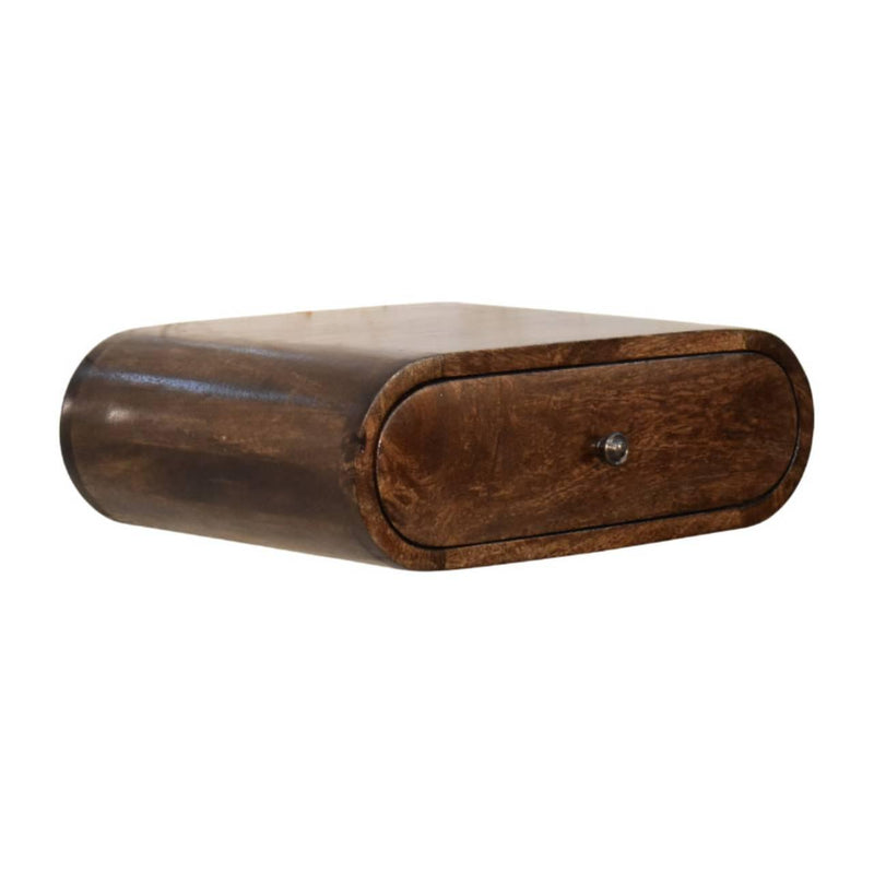 Solid Wood Oval One Drawer Floating Nightstand - Brown