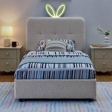 Load image into Gallery viewer, Upholstered Bed With Oversized Rabbit Ear Headboard, LED Lights &amp; 4 Storage Drawers
