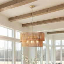 Load image into Gallery viewer, Chandelier, 2 Tier Boho Wabi Sabi Pendant Light, Hanging Ceiling Lamp - Gold

