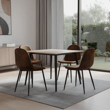 Load image into Gallery viewer, Faux Suede Steel Dining Side Chairs (Set of 4) - Espresso / Black
