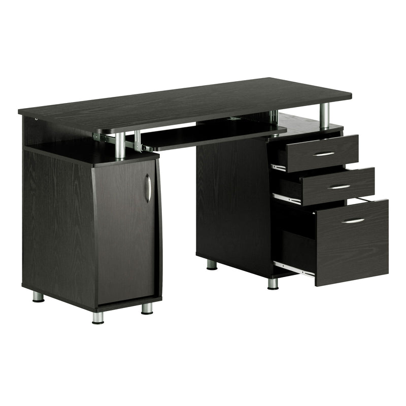 Pedestal Computer Desk With Three Drawers - Espresso