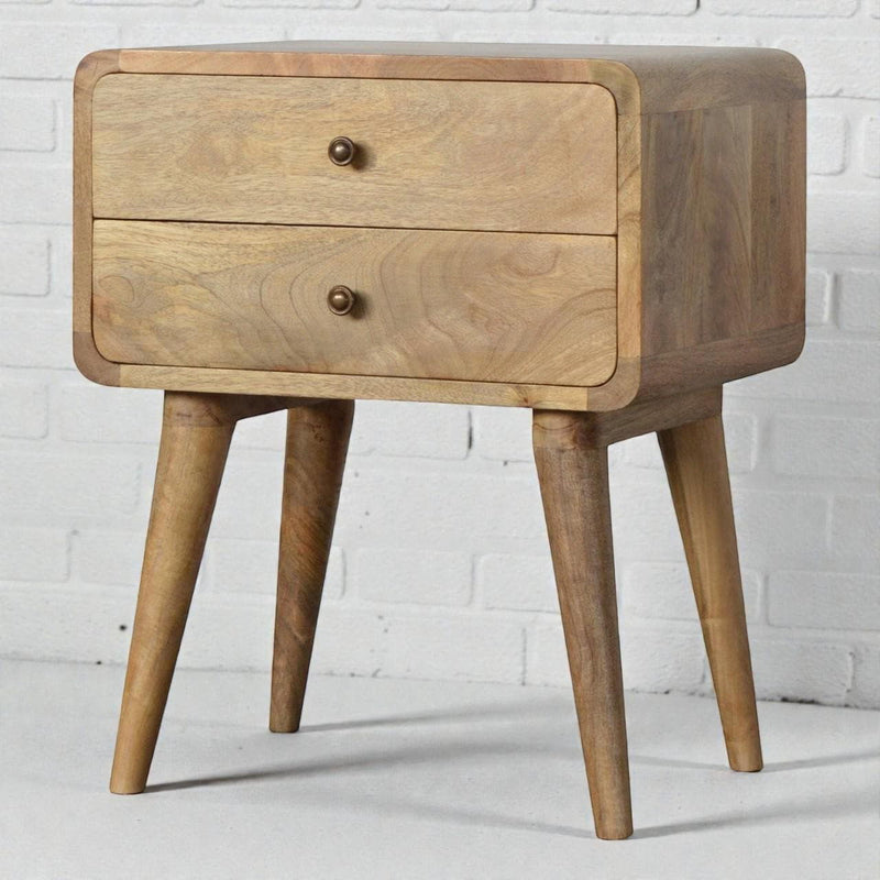22" Solid Wood Two Drawer Nightstand - Oak