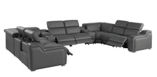Load image into Gallery viewer, Italian Leather Power Reclining U-Shaped Ten Piece Corner Sectional With Console - Dark Gray
