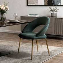 Load image into Gallery viewer, Velvet Metal Curved Back Dining Side Chair - Green / Gold
