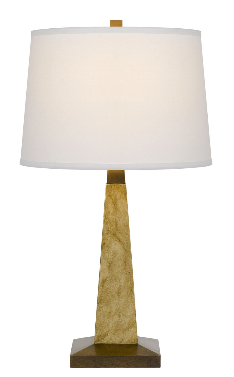 Table Lamp With Off-White Empire Shade - Brown