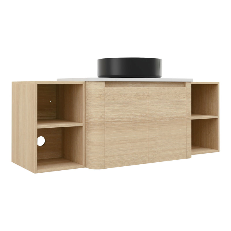 Mounted Bathroom Vanity With Art Sink, 2 Storage Shelves, Soft Close Door