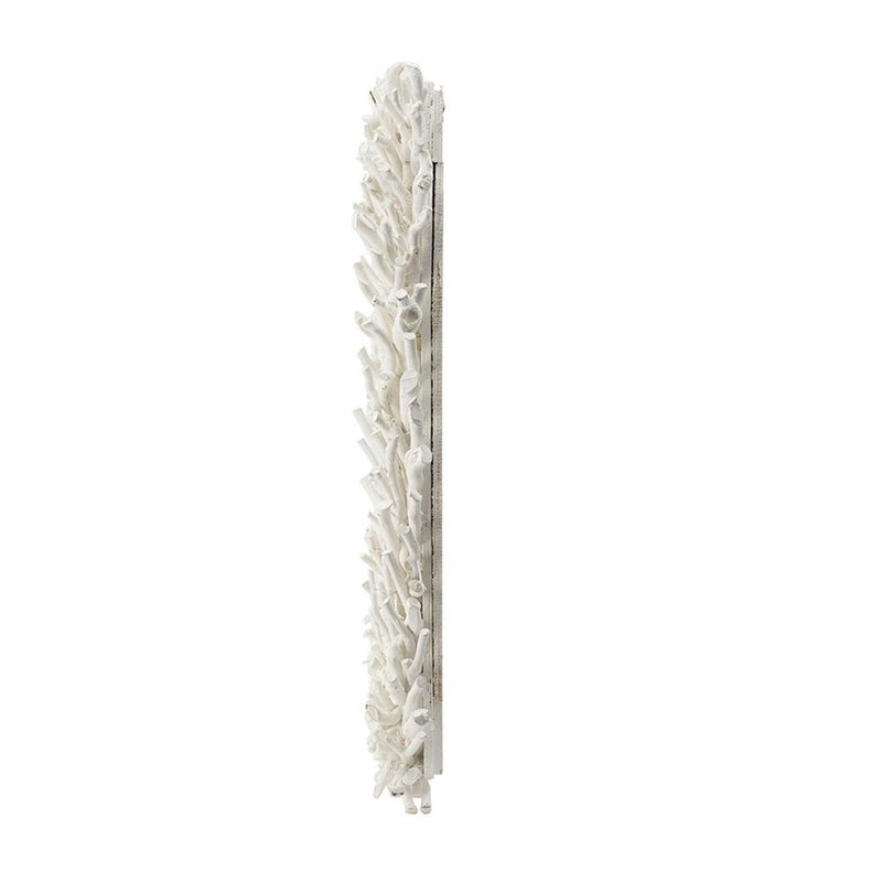 28" Rattan Framed Accent Mirror - White
