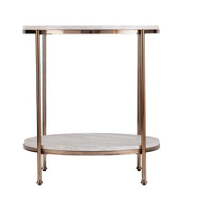 Load image into Gallery viewer, Faux Marble And Iron Round End Table With Shelf - Champagne
