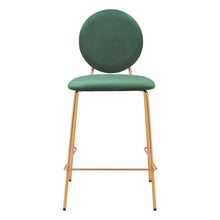 Load image into Gallery viewer, 26" Velvet And Steel Counter Height Bar Chairs (Set of 2) - Green / Gold

