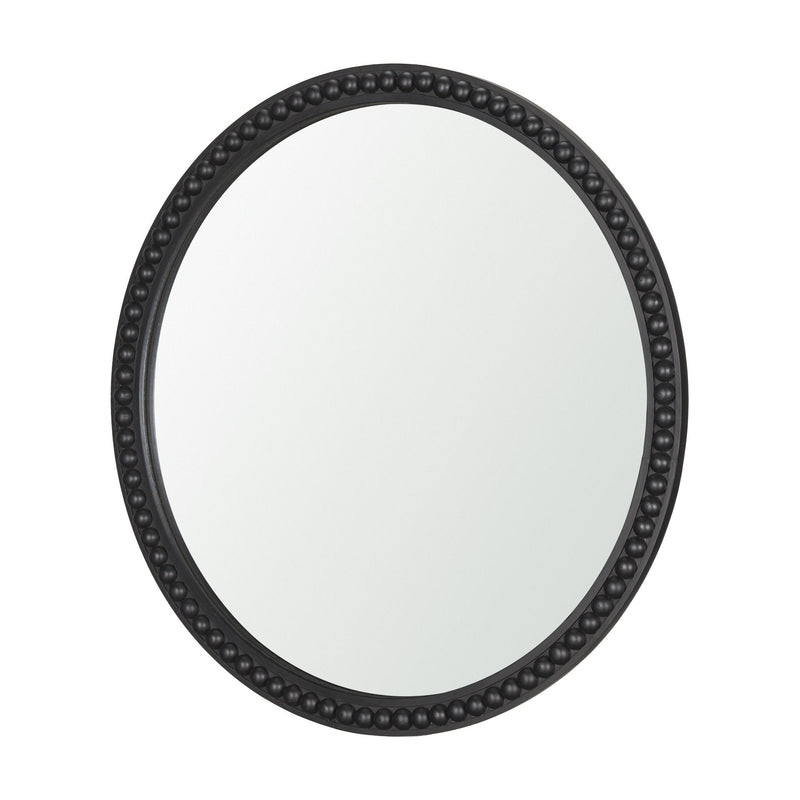30" Solid Beaded Round Framed Accent Mirror - Black