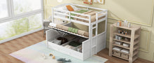 Load image into Gallery viewer, Wood Twin over Full Bunk Bed with Hydraulic Lift Up Storage, White
