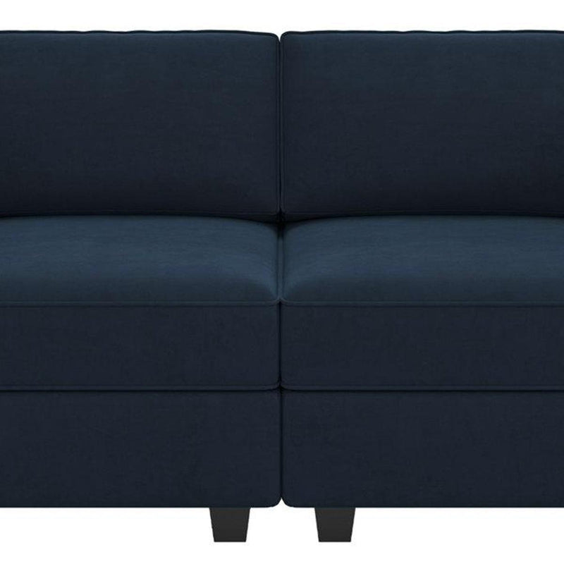 Velvet Modular Loveseat With Storage And Toss Pillows - Blue And Black