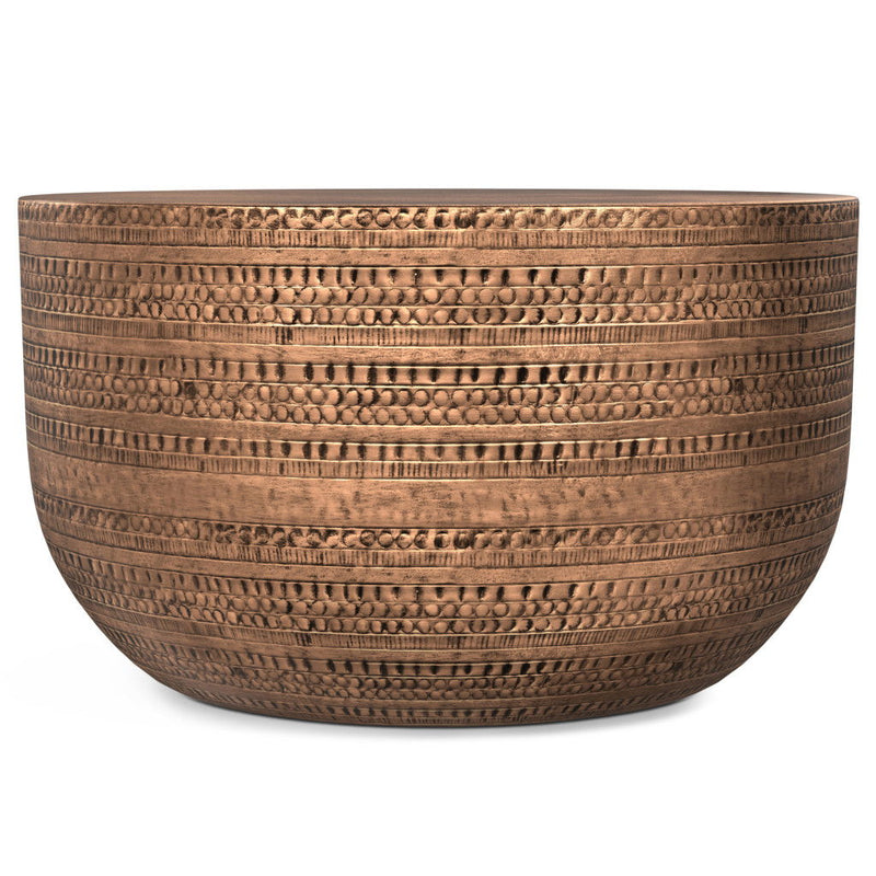 Metal Round Drum End Table - Copper