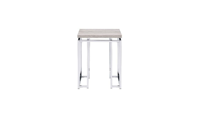 Manufactured Wood And Metal Square End Table - Chrome And Natural Oak