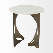Load image into Gallery viewer, Marble Round End Table - Brown And White

