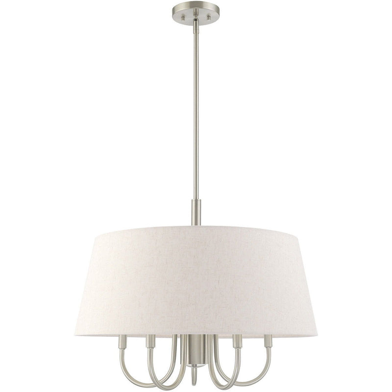 22'' 6 Light Dimmable Chandelier With Shades - Nickel