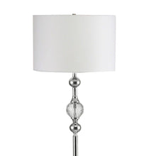 Load image into Gallery viewer, Crystal Orb Shaped Floor Lamp With White Drum Shade - Chrome
