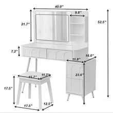 Load image into Gallery viewer, Modern Makeup Vanity Desk With LED Lights &amp; Mirror 4 Drawer Dressing Table Set Space Saving For Bedroom - White
