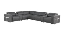 Load image into Gallery viewer, Italian Leather Modular L-Shaped Eight Piece Corner Sectional With Console - Gray
