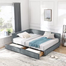 Load image into Gallery viewer, Mid-Century Storage Upholstered Tufted Bed Frame With Backrest And Armrests
