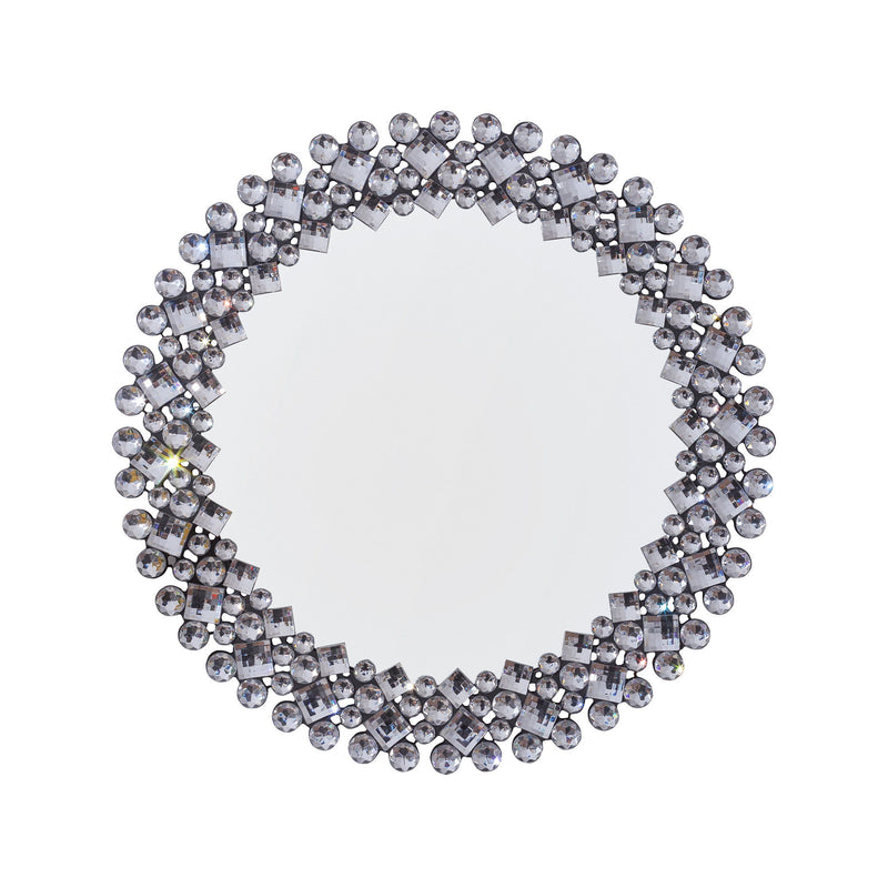 20" Round Faux Crystal Bling Framed Accent Mirror - Silver