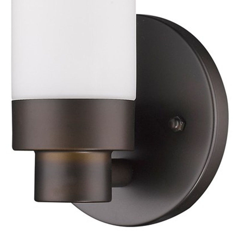 Wall Light With Narrow Frosted Glass Shade - Bronze