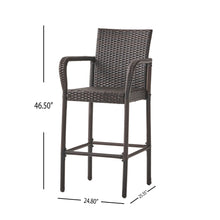 Load image into Gallery viewer, Outdoor Rattan Wicker Bar Chair With Metal Frame - Brown
