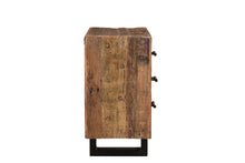 Load image into Gallery viewer, Three Drawer Wood And Metal Nightstand - Distressed Dark Brown
