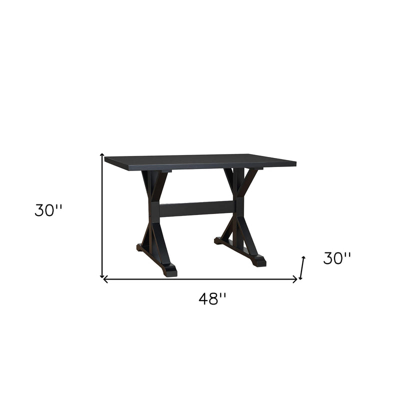 48" Solid Wood Trestle Base Dining Table - Black