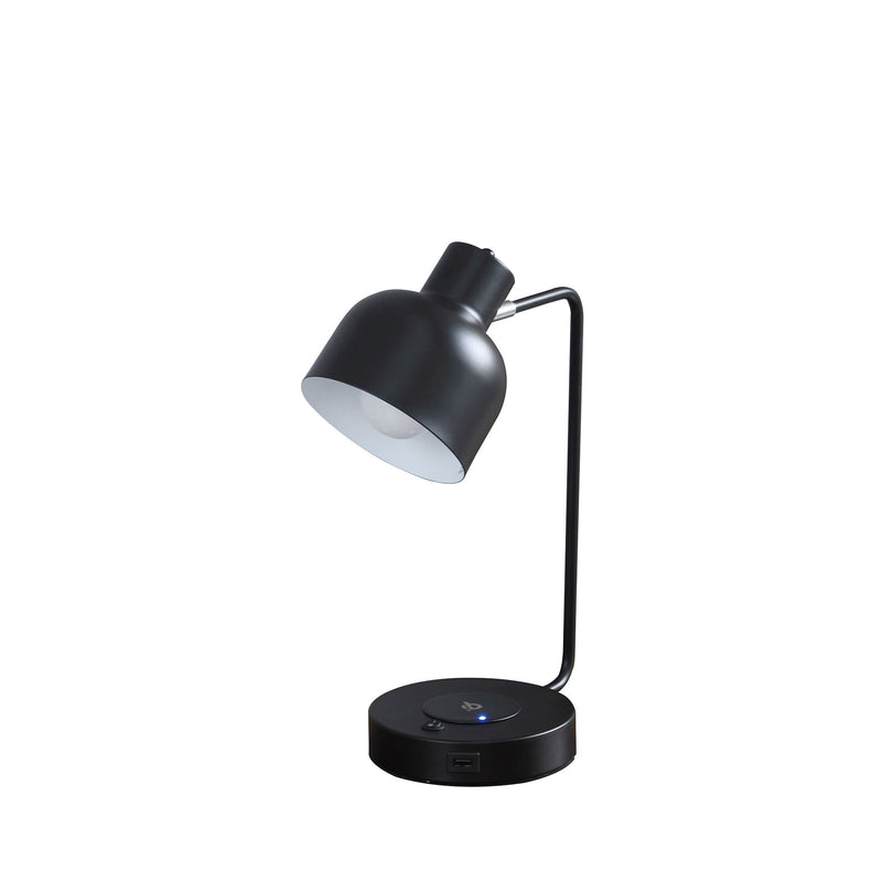 Metal Desk USB Table Lamp With Black Shade - Black