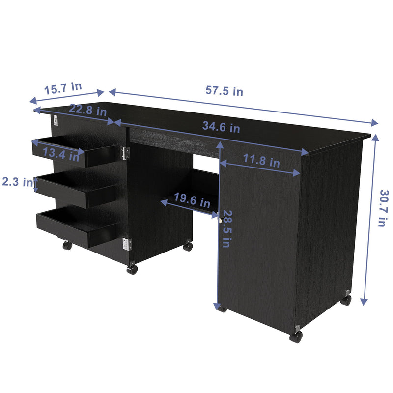 Foldable Sewing Table With Locking Casters