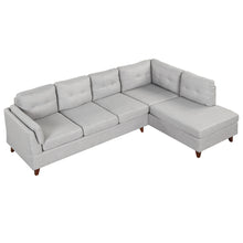 Load image into Gallery viewer, 97.2&quot; Modern Linen Fabric Sofa, L-Shape Couch with Chaise Lounge,Sectional Sofa with one Lumbar Pad,Gray
